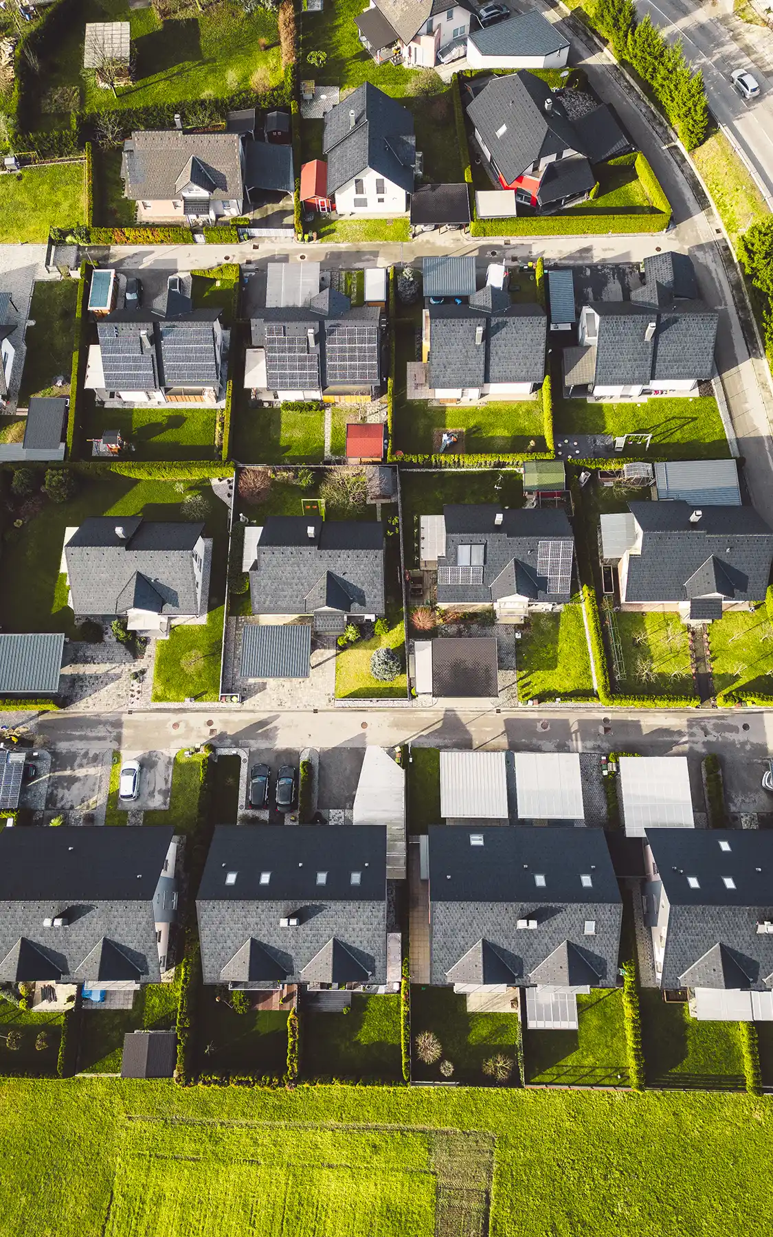 Droneshot van een woonwijk